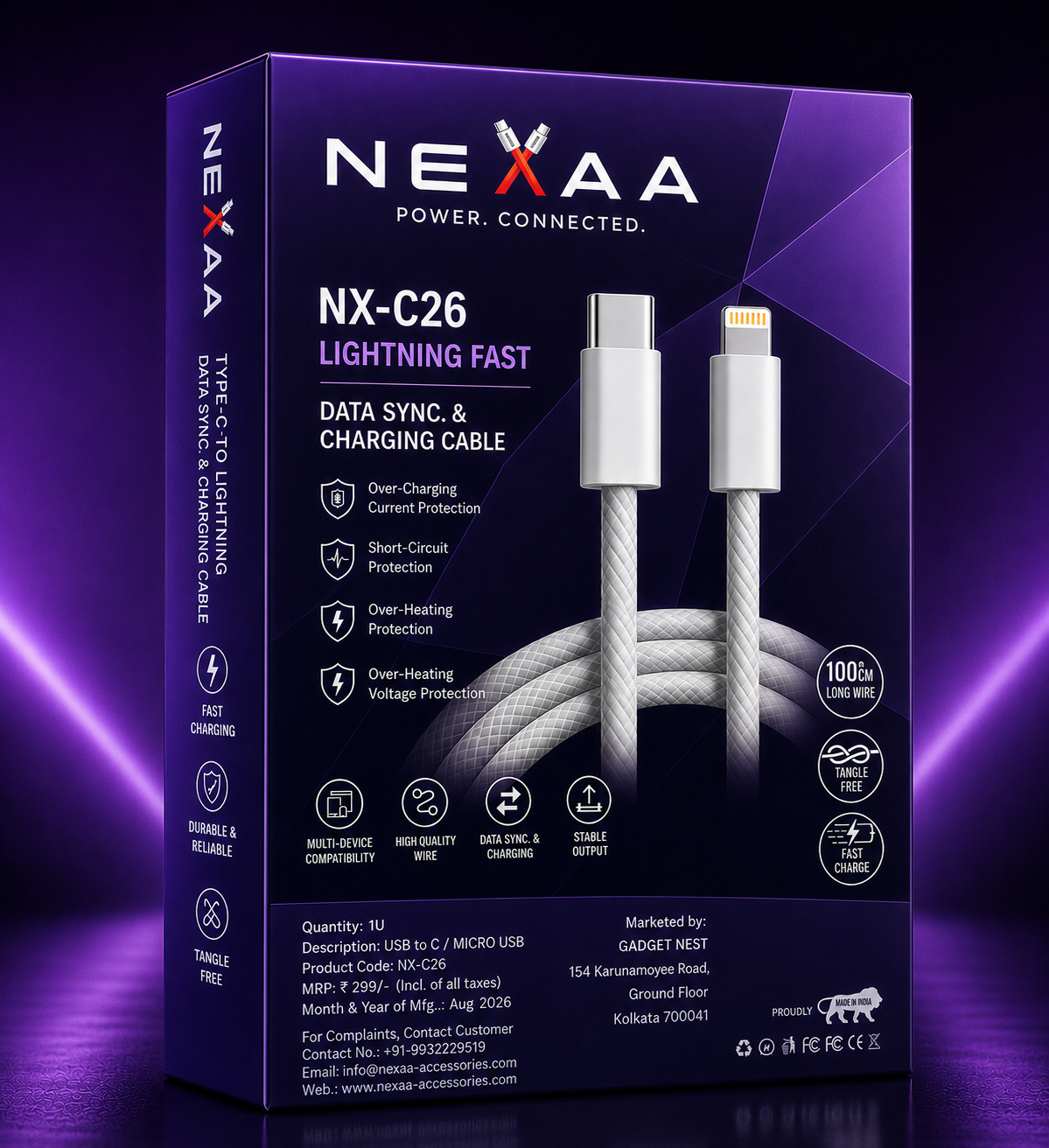 Type-C to Lightning Fast Data Sync & Charging Cable-NX-C26